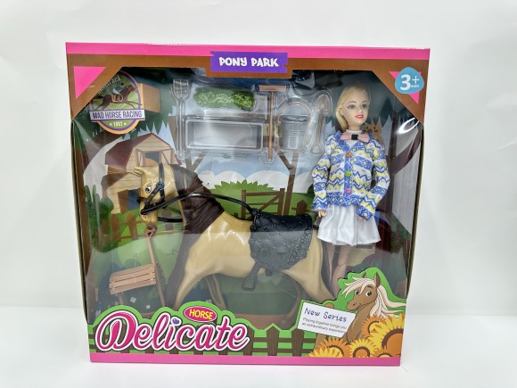 Набор "Наездница" кукла (ручки, ножки на шарнирах), лошадка, аксессуары, в/к 34*7,5*33 см